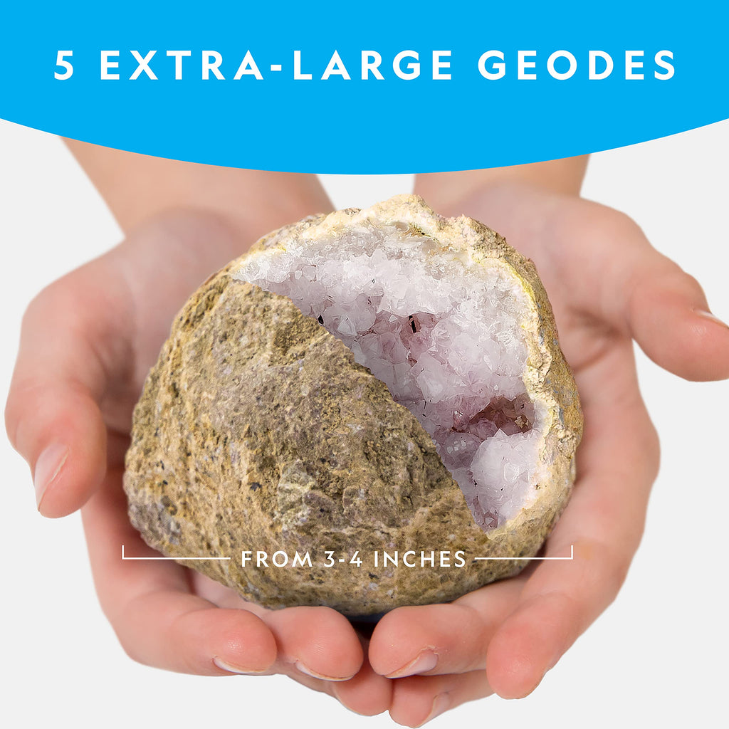 National Geographic Break Open 10 Premium Geodes – Includes Goggles & 2 Display Stands - Great STEM Science Kit, Geology Gift for Kids, Break Your Own Geodes with Crystals