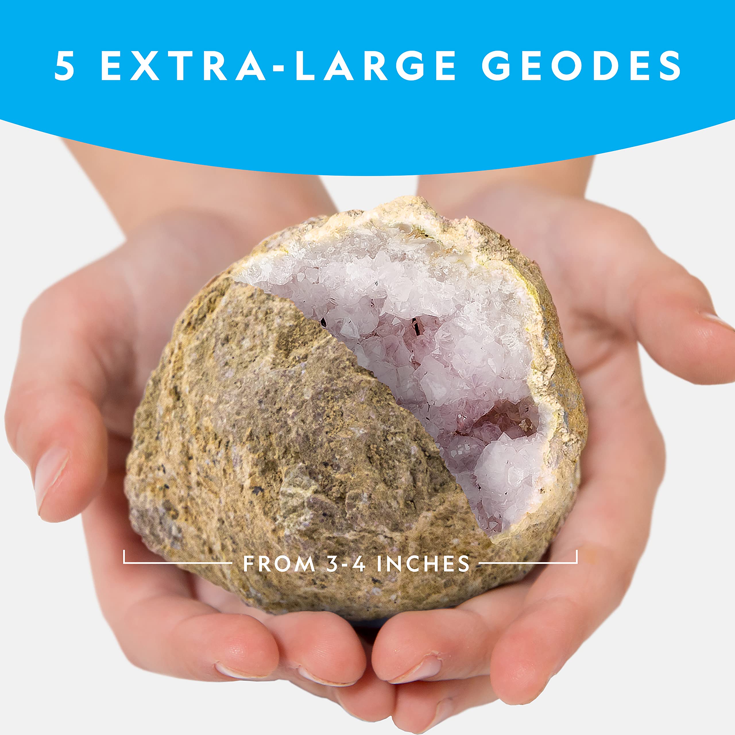 National Geographic Break Open 10 Premium Geodes – Includes Goggles & 2 Display Stands - Great STEM Science Kit, Geology Gift for Kids, Break Your Own Geodes with Crystals