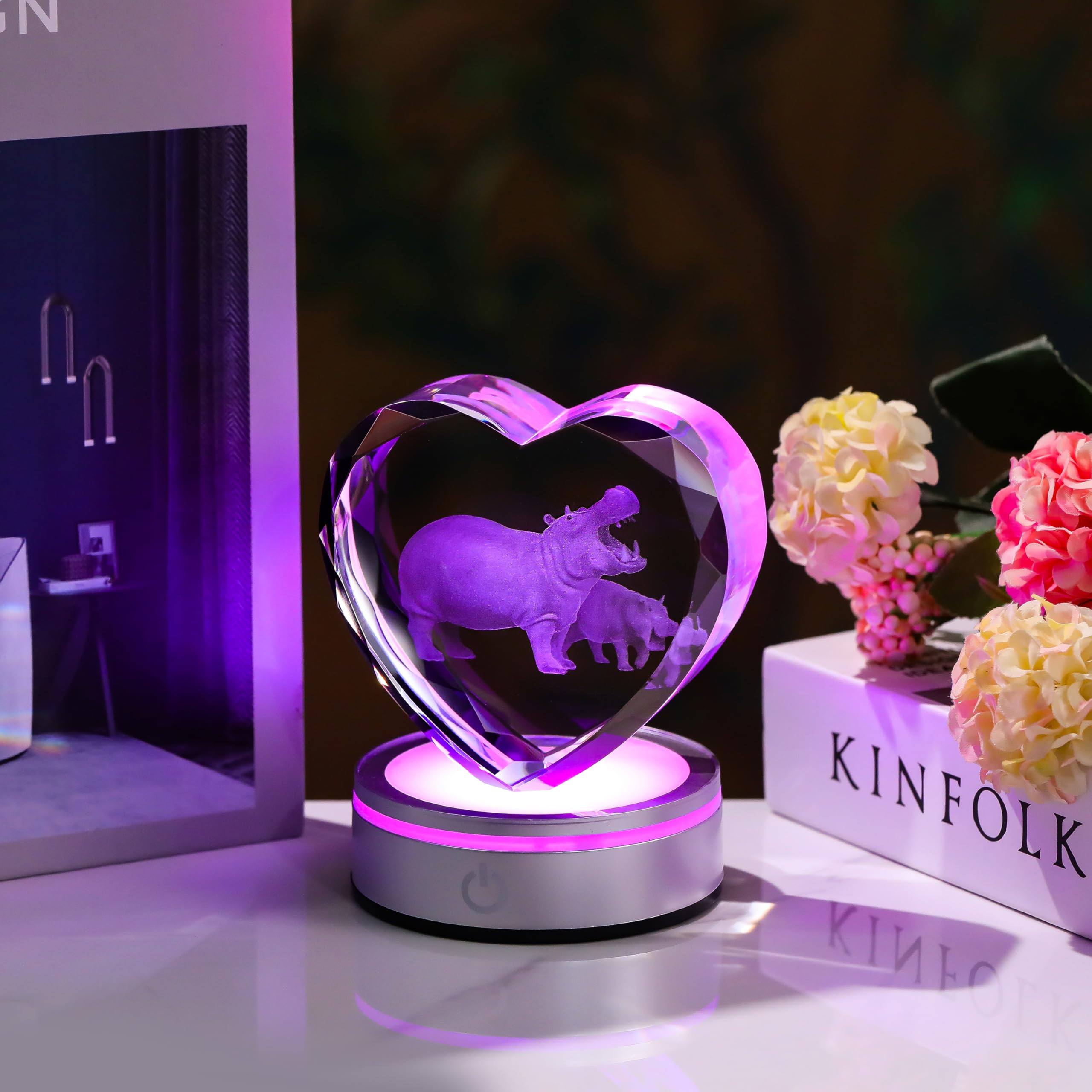 Qianwei Sea Turtel Gifts for Women 3D Crystal Heart - Laser Turtle Decor Glass Animals Sea Ocean Gifts Lamp Figurines Statue Stuff for Room Decorations Night Light