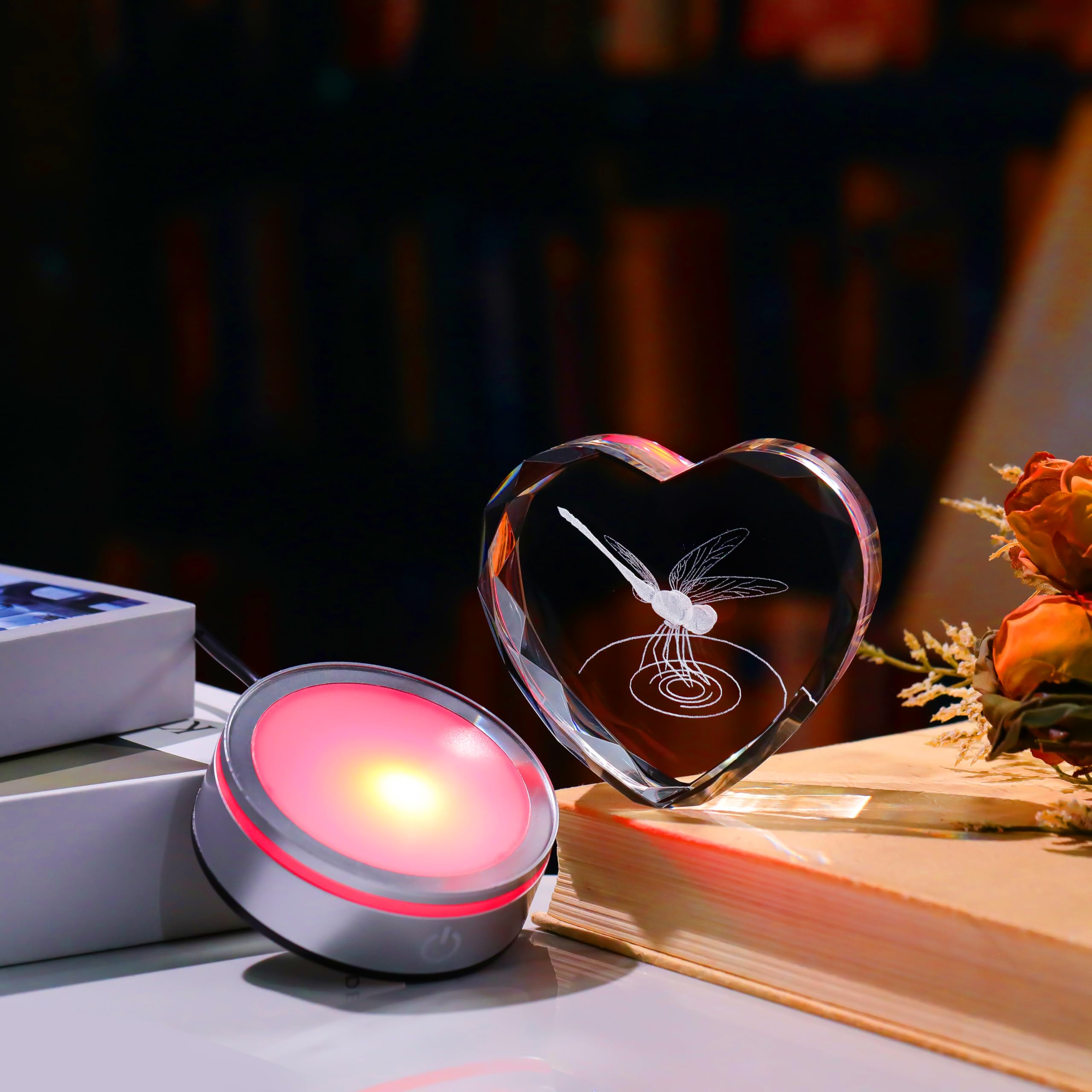 Qianwei Sea Turtel Gifts for Women 3D Crystal Heart - Laser Turtle Decor Glass Animals Sea Ocean Gifts Lamp Figurines Statue Stuff for Room Decorations Night Light