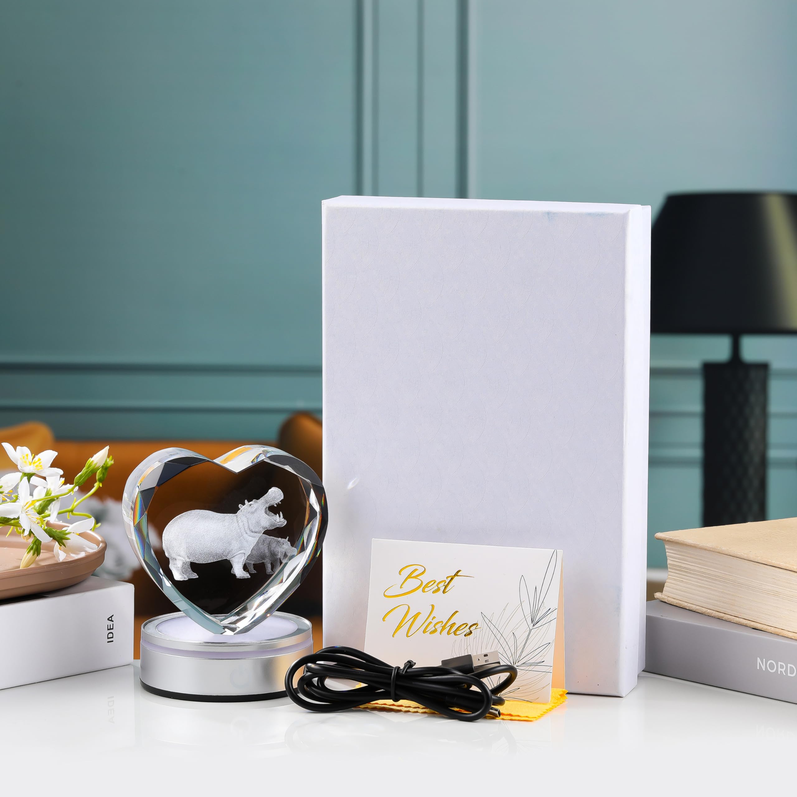 Qianwei Sea Turtel Gifts for Women 3D Crystal Heart - Laser Turtle Decor Glass Animals Sea Ocean Gifts Lamp Figurines Statue Stuff for Room Decorations Night Light