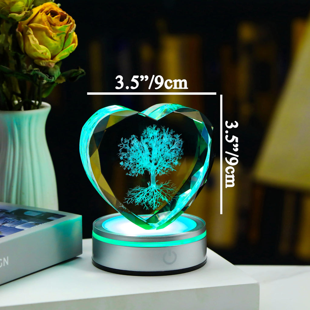 Qianwei Sea Turtel Gifts for Women 3D Crystal Heart - Laser Turtle Decor Glass Animals Sea Ocean Gifts Lamp Figurines Statue Stuff for Room Decorations Night Light