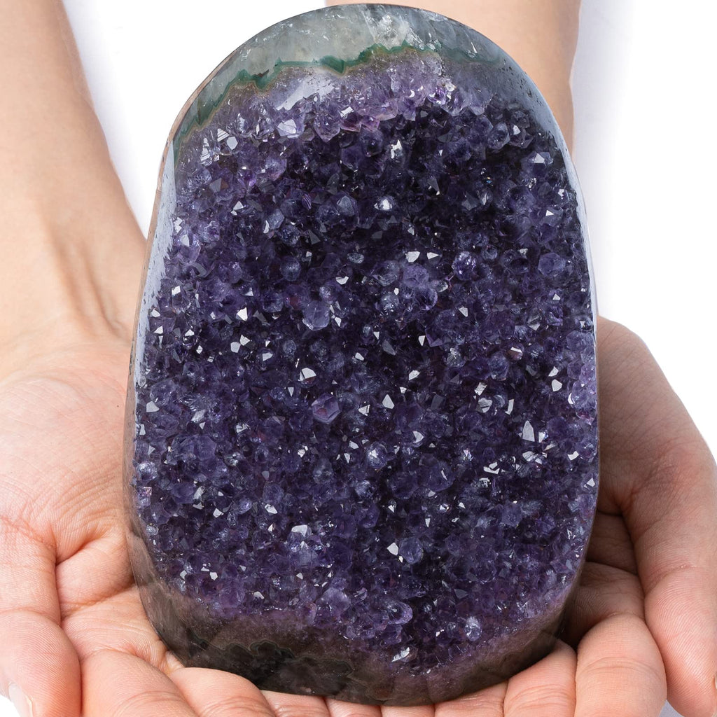Natural Deep Purple Amethyst Crystal Geode from Uruguay 1lb-1.5lb, A Grade Amethyst Cluster, Premium Gift Box for Collectors Reiki Healing Positive Energy by GEMBOURY