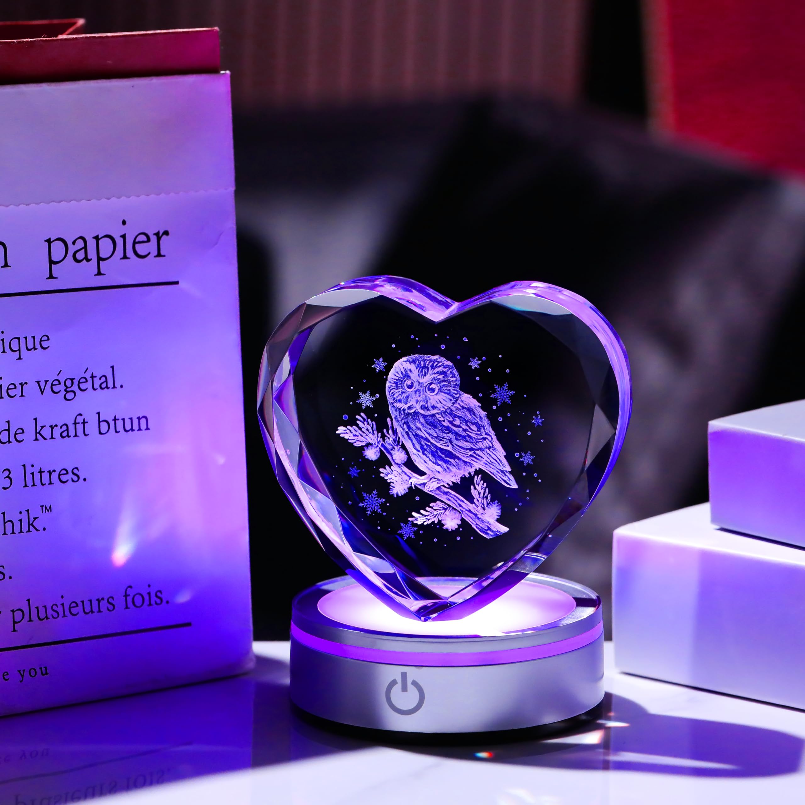 Qianwei Sea Turtel Gifts for Women 3D Crystal Heart - Laser Turtle Decor Glass Animals Sea Ocean Gifts Lamp Figurines Statue Stuff for Room Decorations Night Light