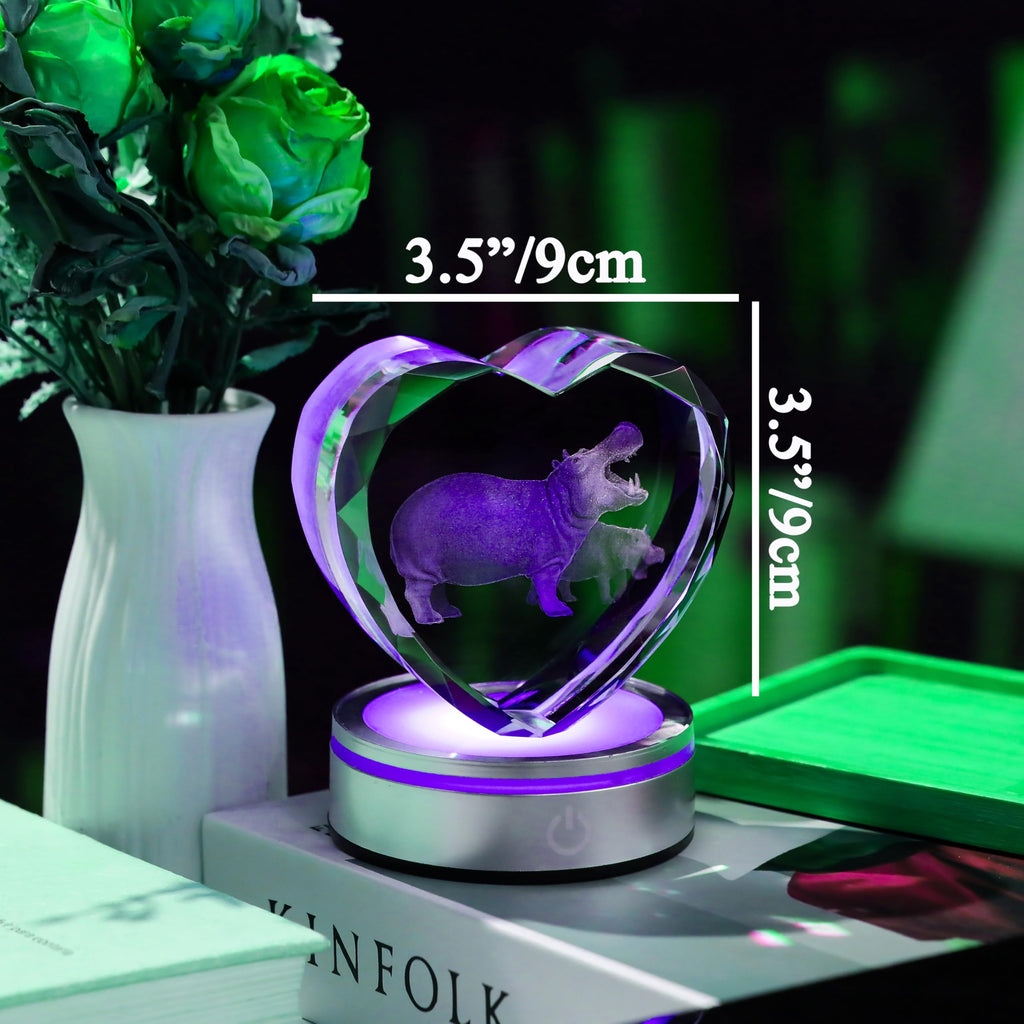 Qianwei Sea Turtel Gifts for Women 3D Crystal Heart - Laser Turtle Decor Glass Animals Sea Ocean Gifts Lamp Figurines Statue Stuff for Room Decorations Night Light