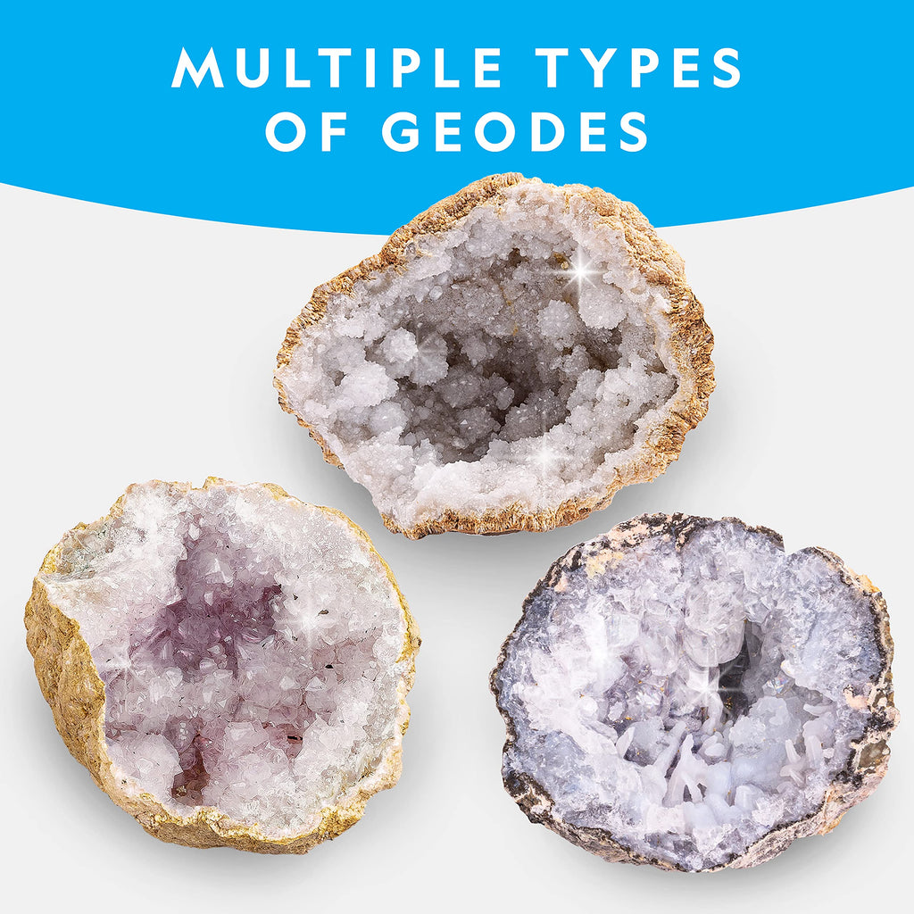 National Geographic Break Open 10 Premium Geodes – Includes Goggles & 2 Display Stands - Great STEM Science Kit, Geology Gift for Kids, Break Your Own Geodes with Crystals