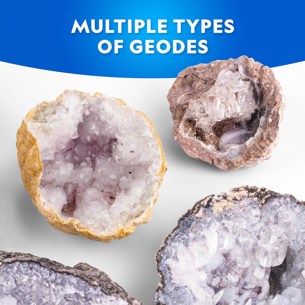 National Geographic Break Open 10 Premium Geodes – Includes Goggles & 2 Display Stands - Great STEM Science Kit, Geology Gift for Kids, Break Your Own Geodes with Crystals