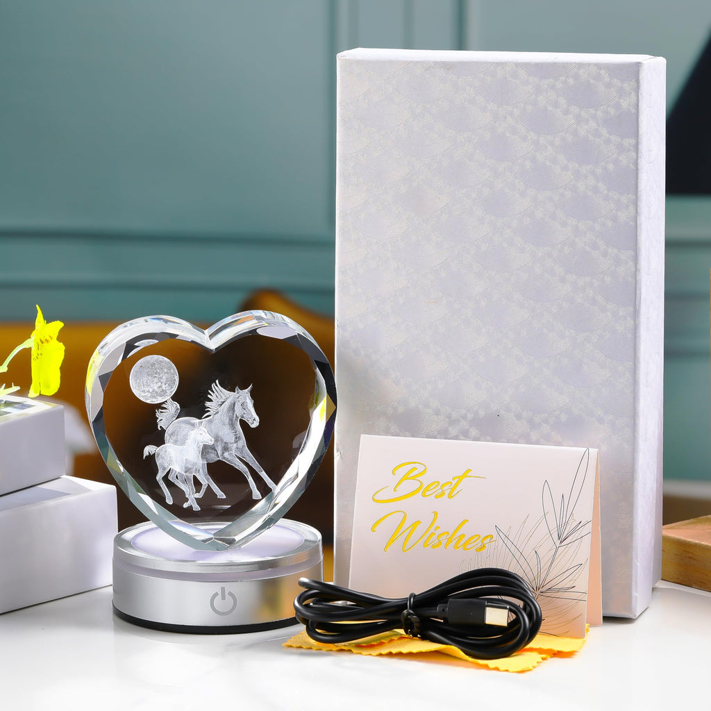 Qianwei Sea Turtel Gifts for Women 3D Crystal Heart - Laser Turtle Decor Glass Animals Sea Ocean Gifts Lamp Figurines Statue Stuff for Room Decorations Night Light